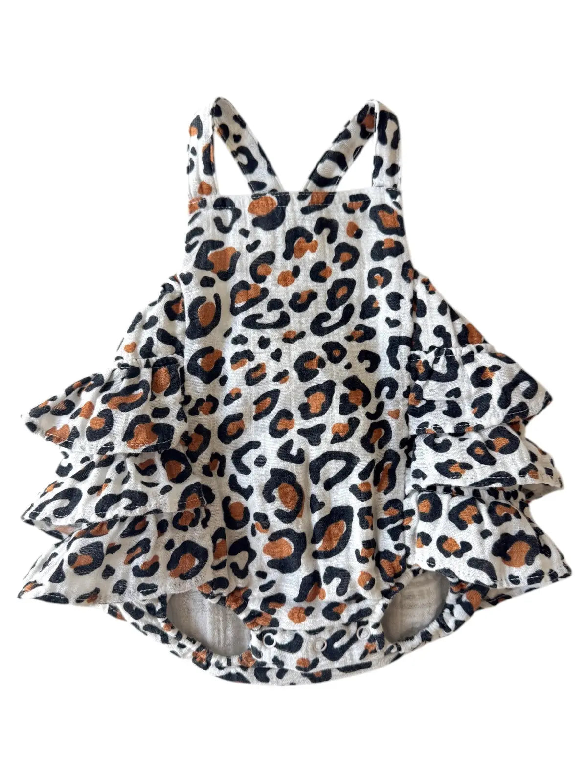 Leopard Muslin Ruffle Sunsuit