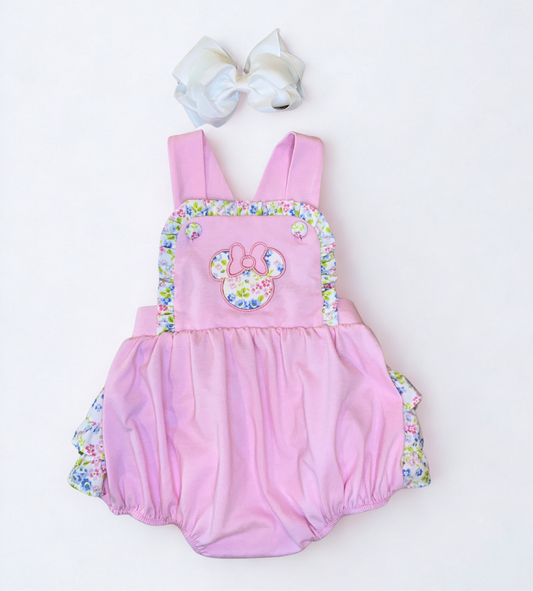 Floral ruffle mouse ears sunsuit