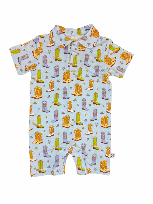 Cowboy Boots Polo Romper